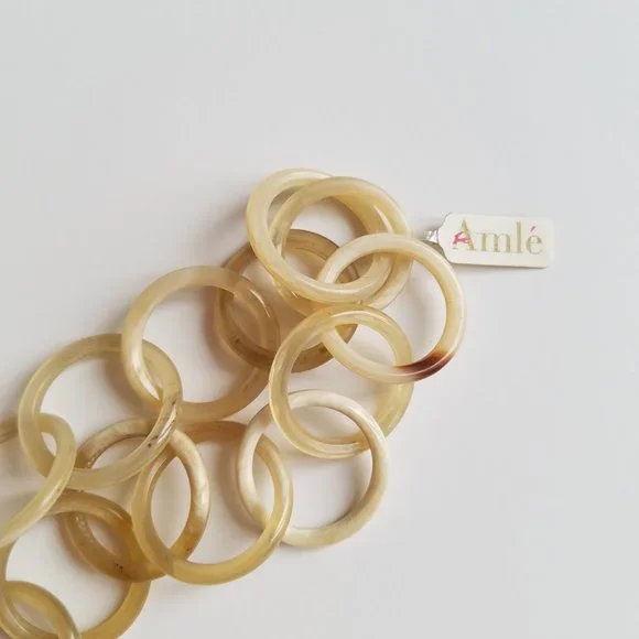 AMLE Italian Long Horn Green Chain Necklace with Python skin - Picture 14 of 16